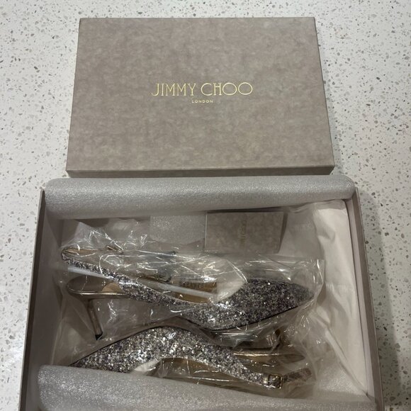 Jimmy Choo Erin 60 Glitter Platinum Pumps - Picture 5 of 8